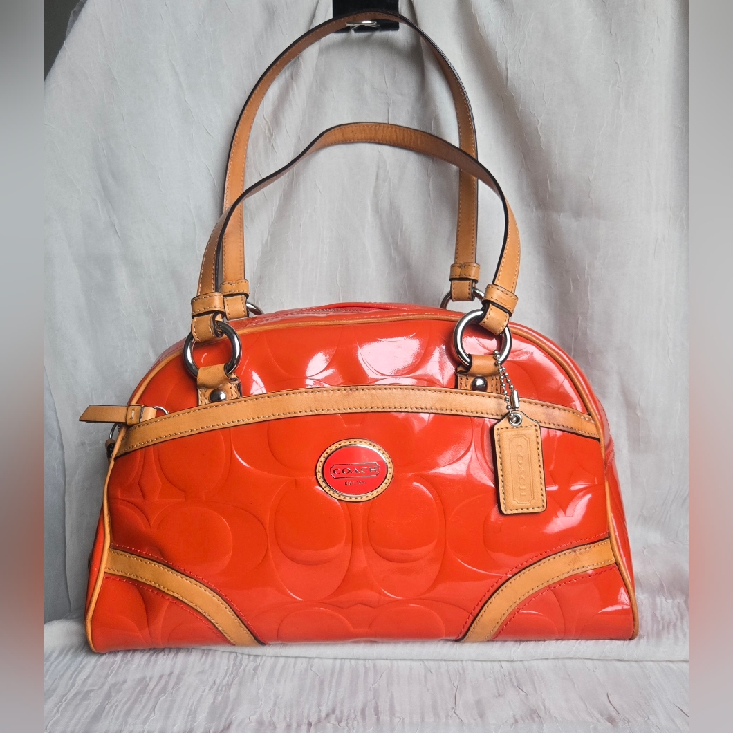 Coach Patent Leather Peyton Signature Embossed Satchel Bag